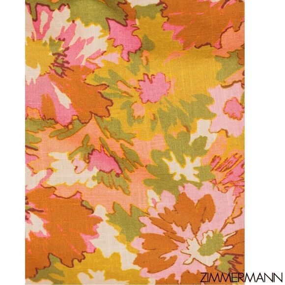 ZIMMERMANN Violet Twist Front Puff Sleeve Crop Top in Khaki Multi Floral - Picture 10 of 16